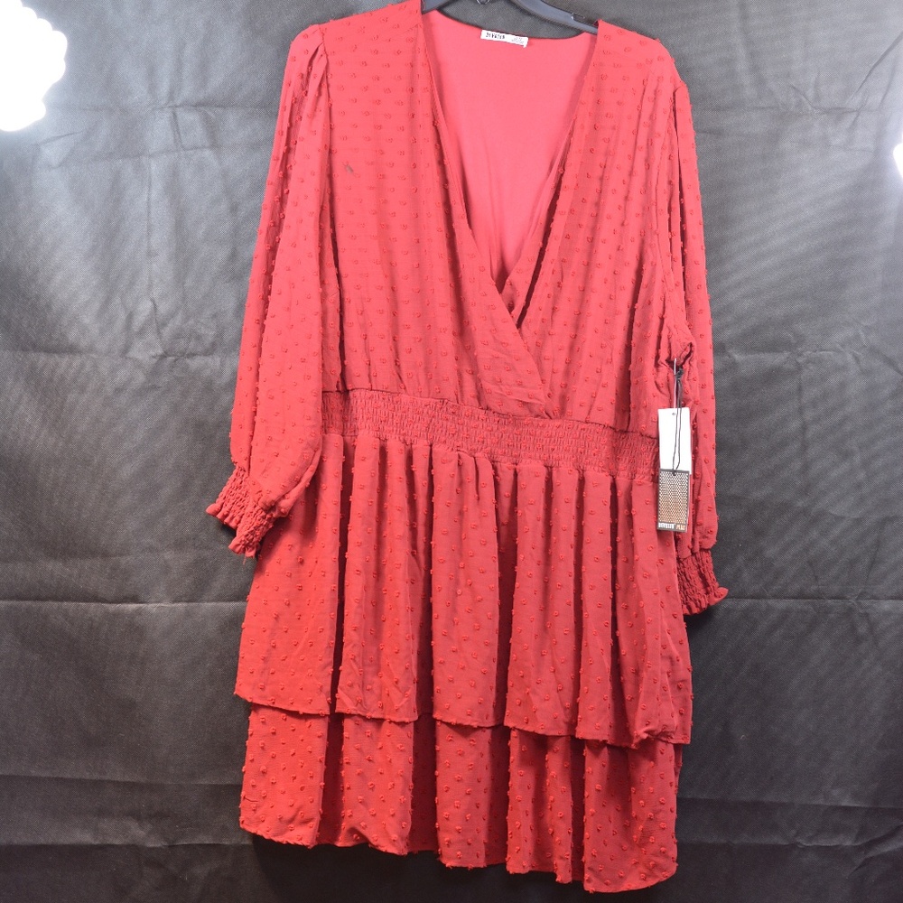 Long Sleeved V Neckline OrangRed Dress Devoted Sz 4X NWT